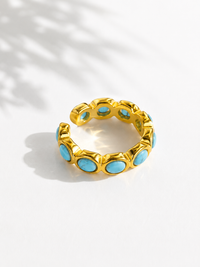 Vibrant Turquoise Gemstone Gold Ear Cuff | Non-Pierced