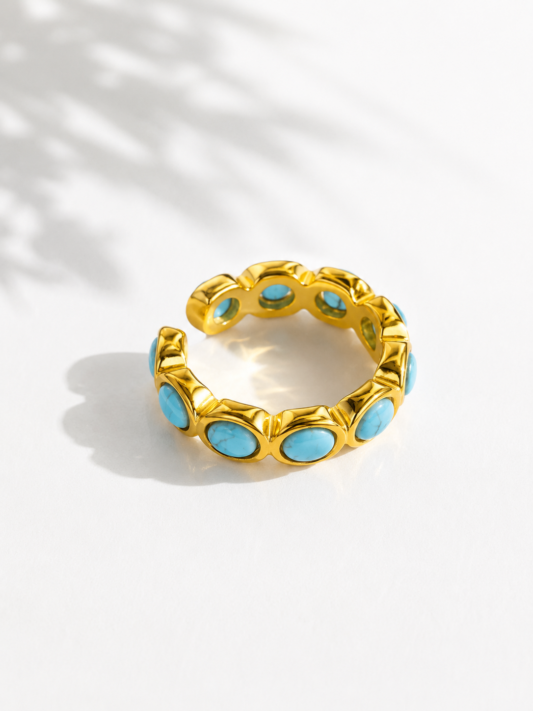 Vibrant Turquoise Gemstone Gold Ear Cuff | Non-Pierced