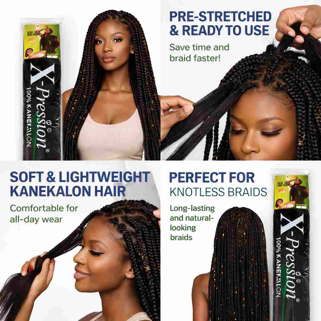 X-Pression Pre-Stretched Braiding Hair | Original Kanekalon
