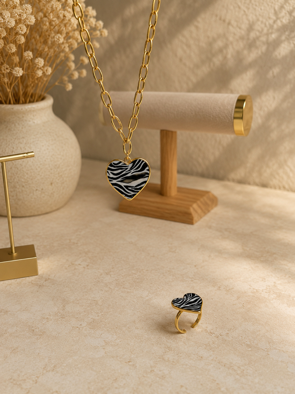 Zebra Print Heart Jewelry Set