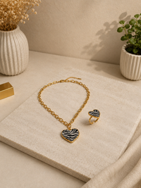 Zebra Print Heart Jewelry Set