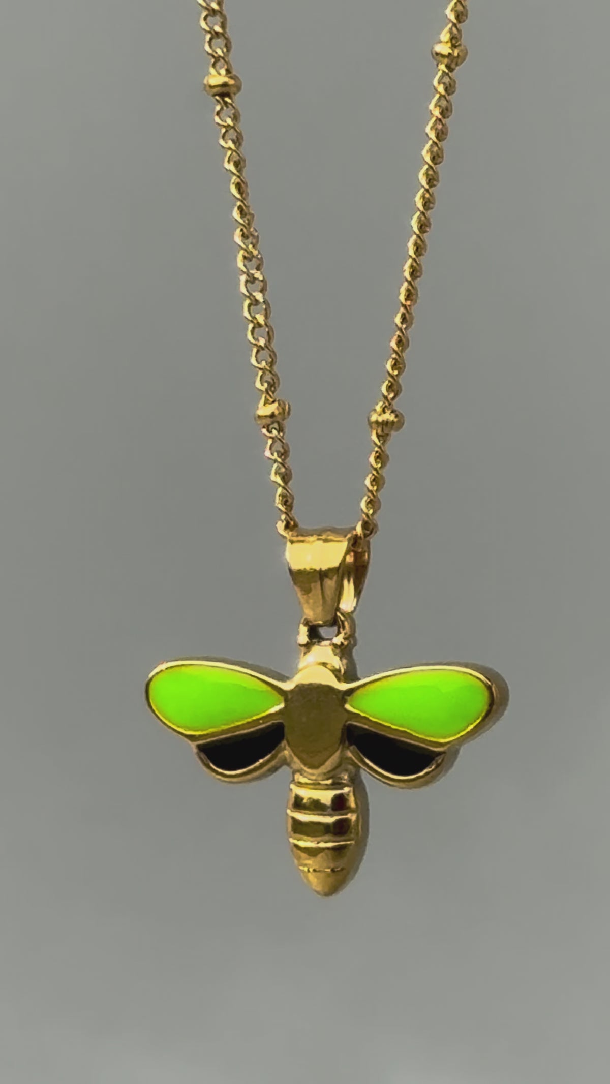 Gold Bee Pendant Satellite Chain Necklace
