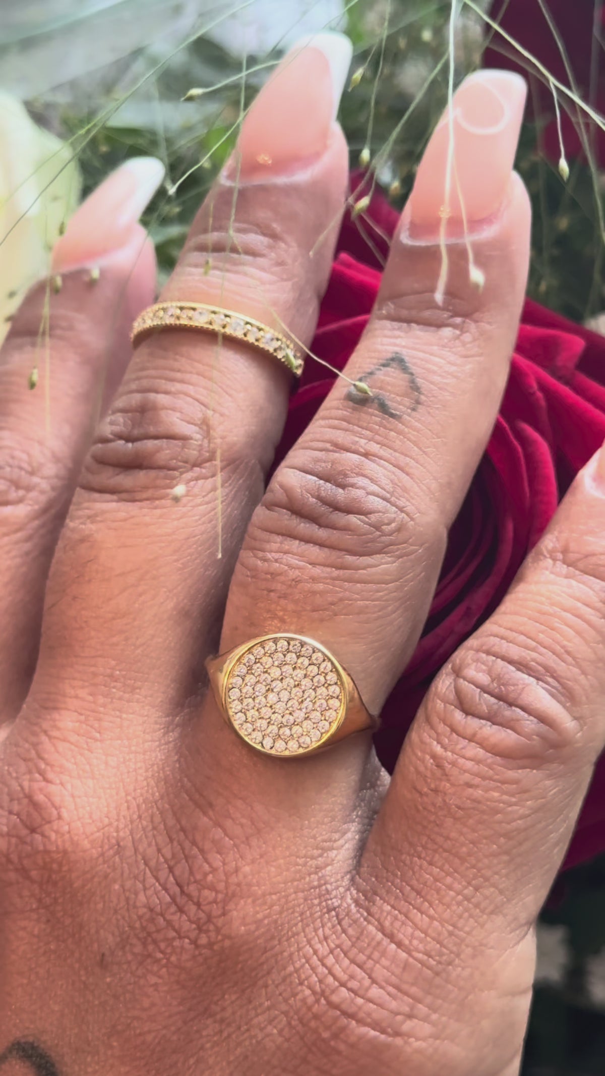 Gold Milgrain Pavé Cubic Zirconia Eternity Ring