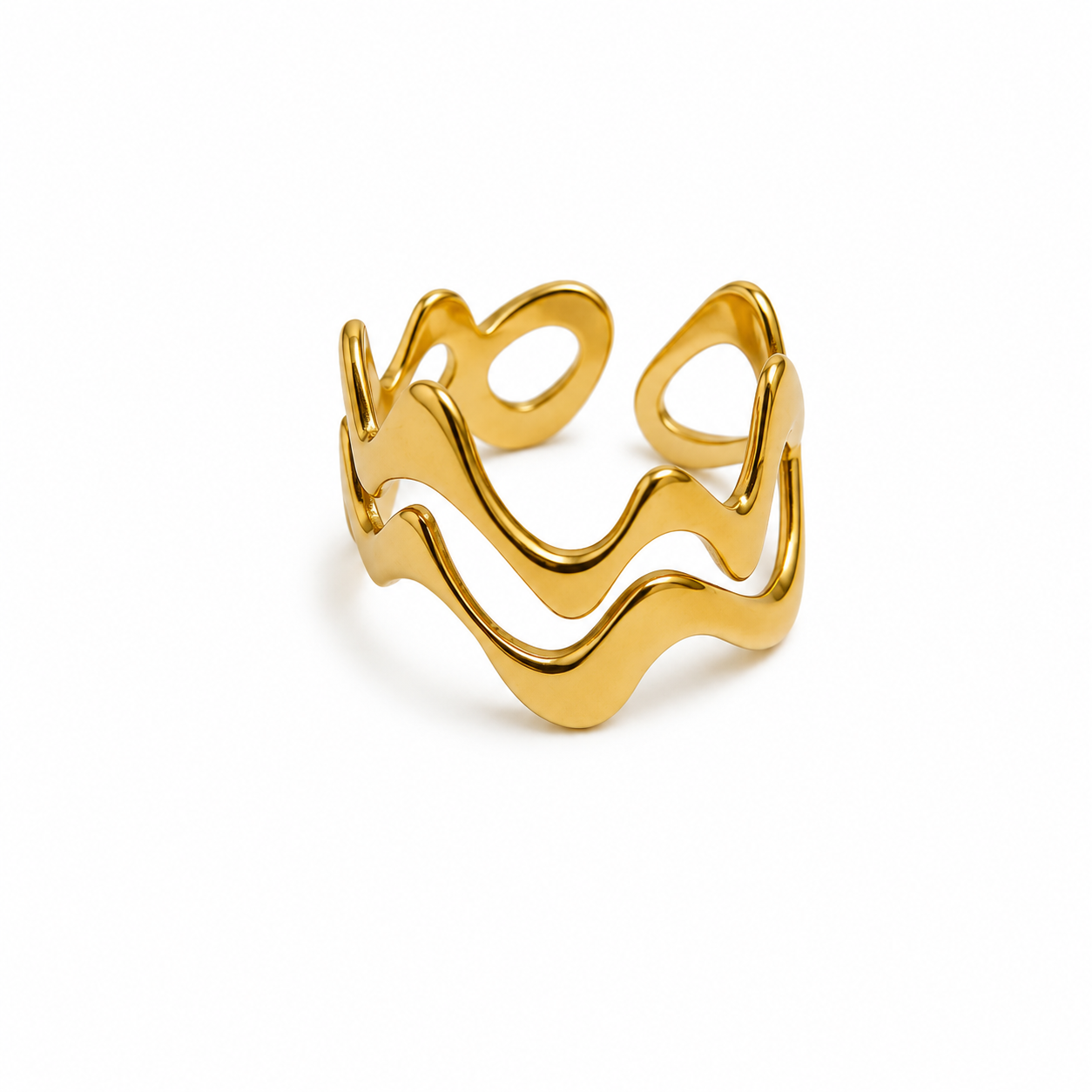 Gold Wave Band Ring
