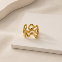 Gold Wave Band Ring