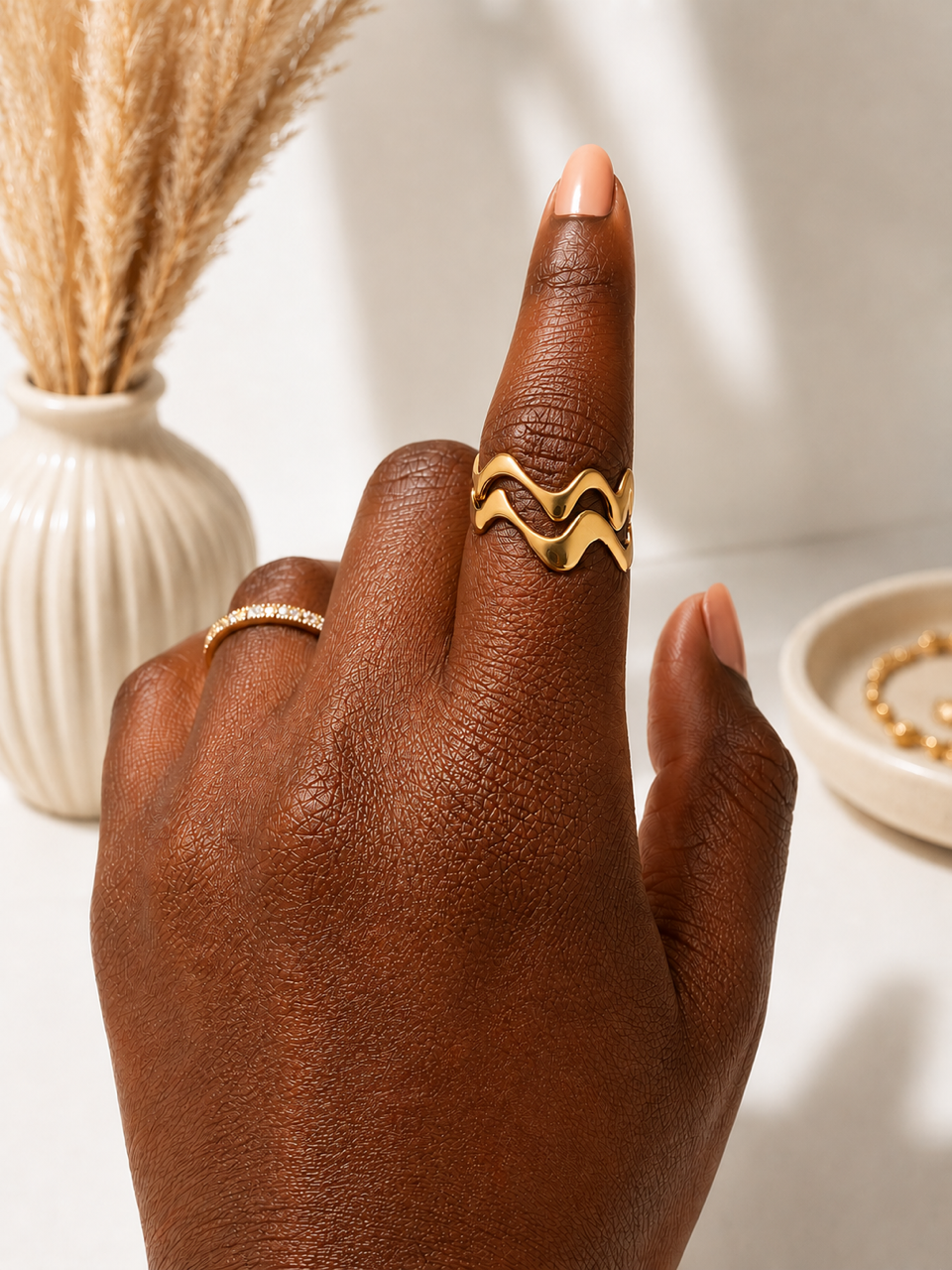 Gold Wave Band Ring