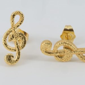 Aria Treble Clef Gold Earrings