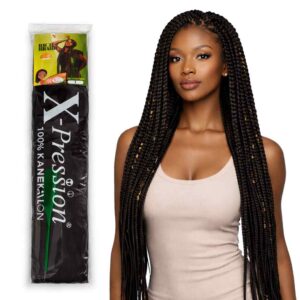 Black braiding hair for knotless braids – pre-stretched Kanekalon 82 inch