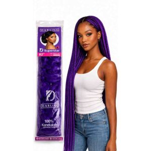 Purple knotless braiding hair 82 inch Kanekalon extensions
