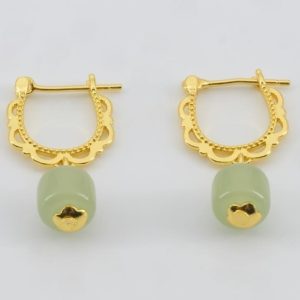 Jade Charm Hoop Earrings