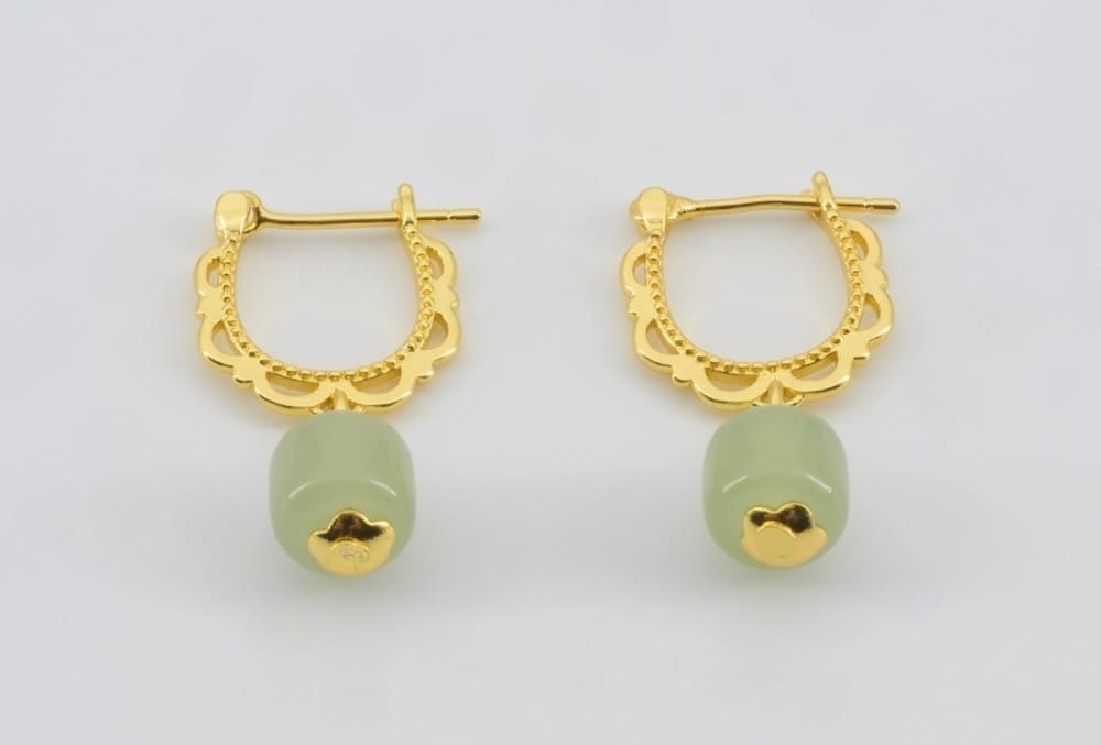 Jade Charm Hoop Earrings