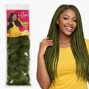 LUSH Olive Green Braiding Hair 82“-Kanekalon Knotless Braids