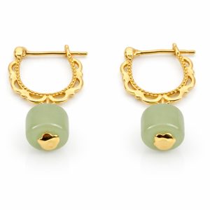 Jade Charm Hoop Earrings