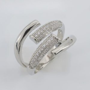 Aurora Twin Pavé Ring Silver