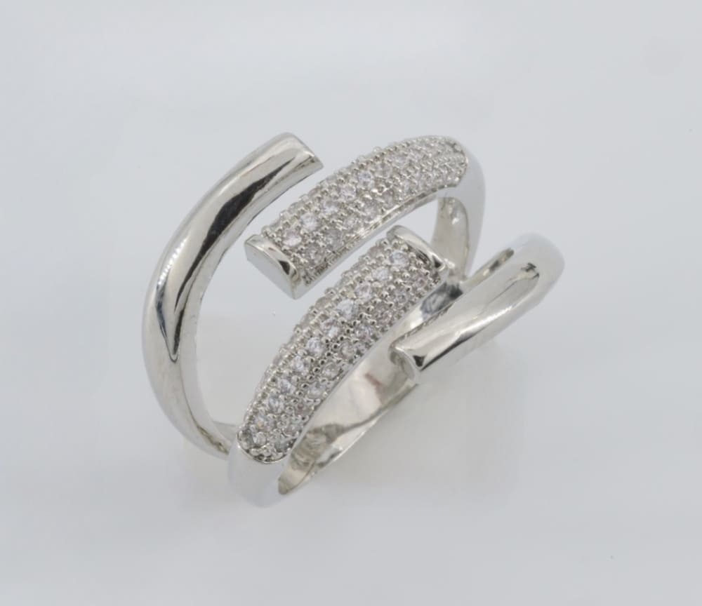 Aurora Twin Pavé Ring Silver