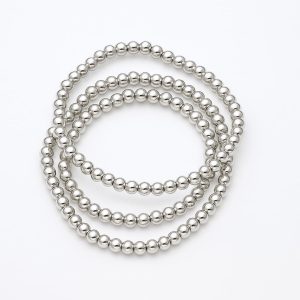 Luna Bead Bracelet Set- Polished Silver