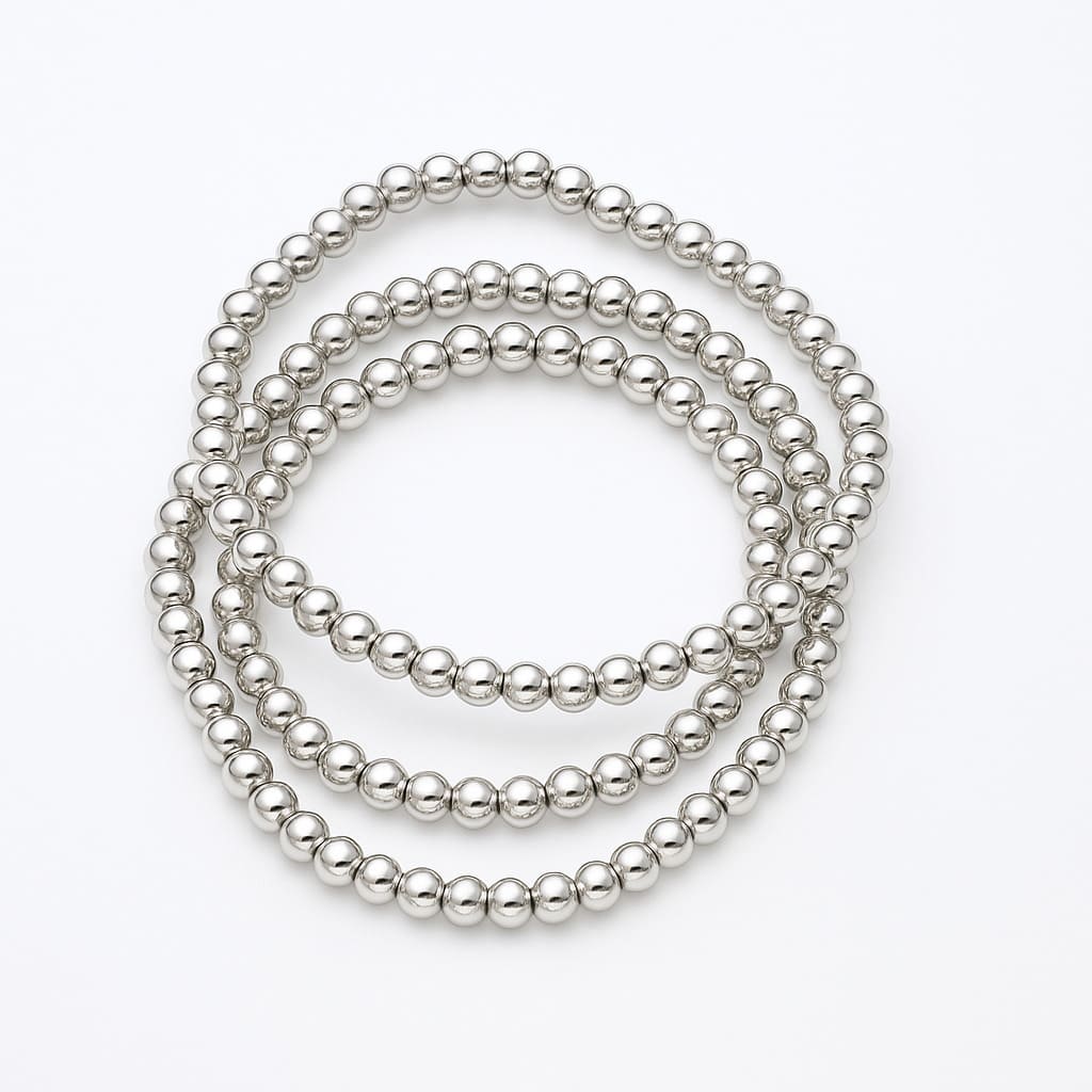 Luna Bead Bracelet Set- Silver