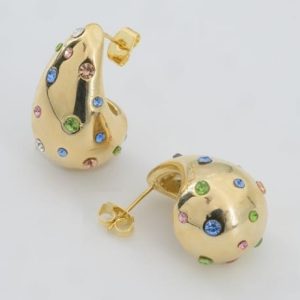 Luna Confetti Gold Stud Earrings