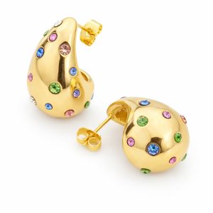 Luna Confetti Gold Stud Earrings