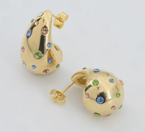 Luna Confetti Gold Stud Earrings
