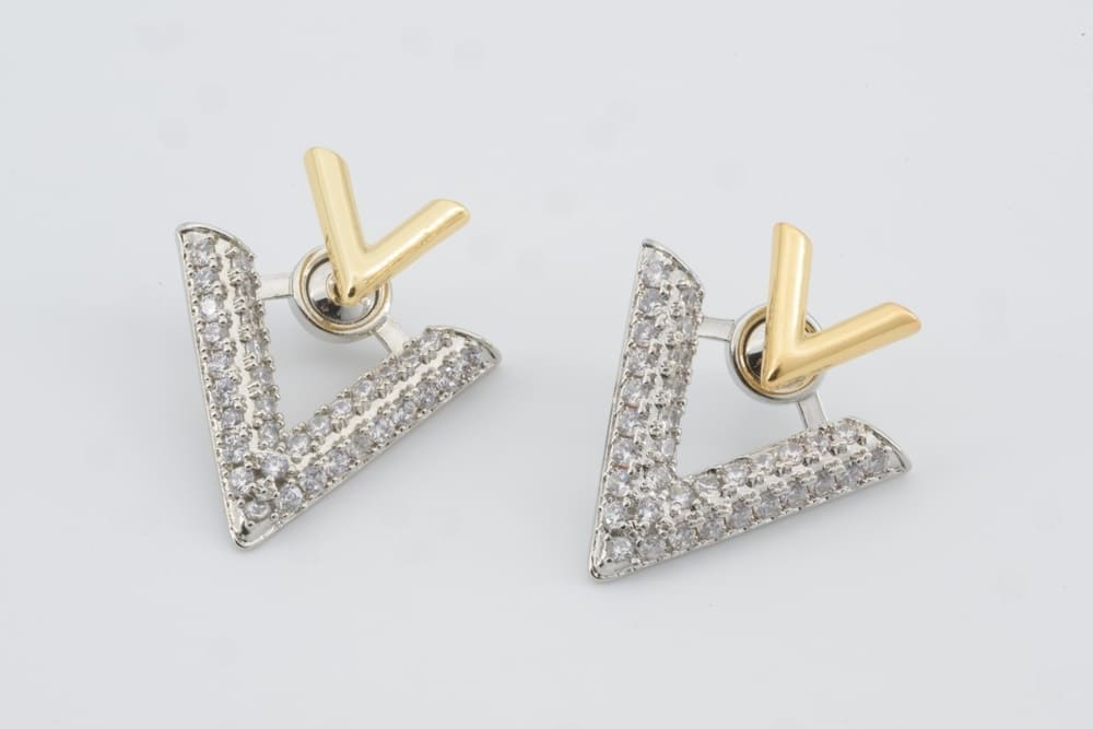 Nova V Studs-Two Tone Pavé Sparkle