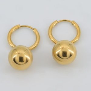 Orba Mini Hoops-Gold Ball Drop Huggies