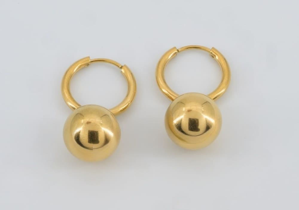 Orba Mini Hoops-Gold Ball Drop Huggies