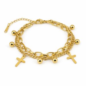 Seraphina  Layer Cross Charm Bracelet
