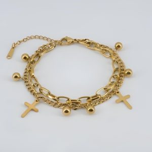 Seraphina Triple Layer Cross Charm Bracelet