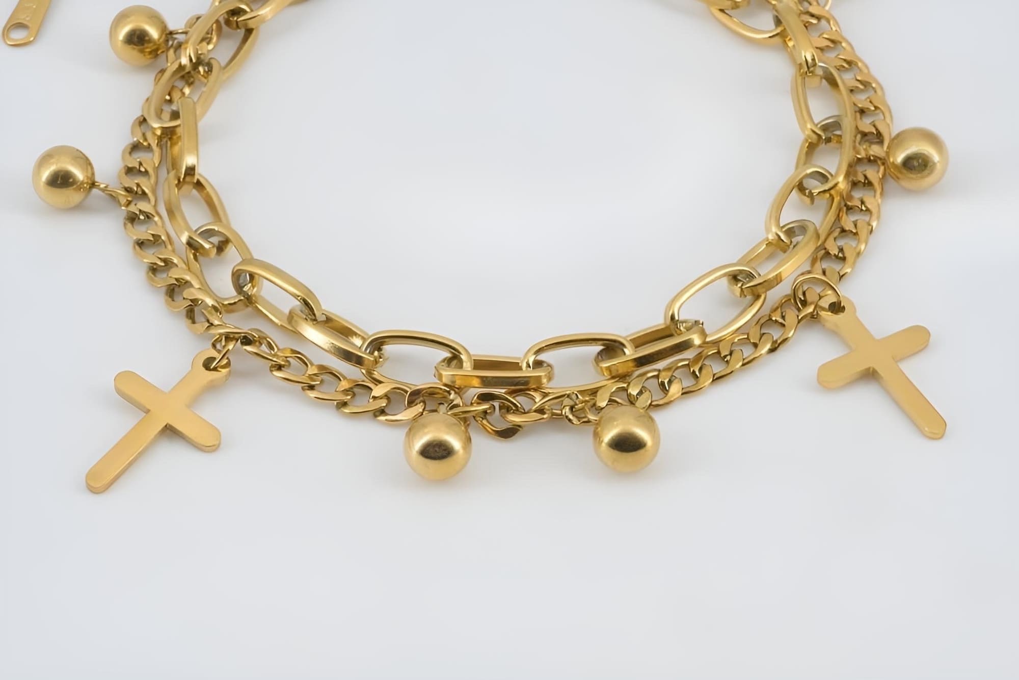 Seraphina Triple Layer Cross Charm Bracelet