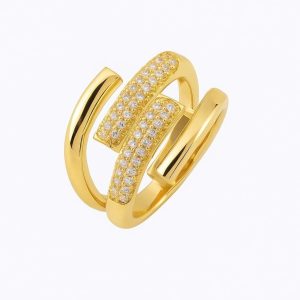 Aurora Twin Pavé Ring-Gold
