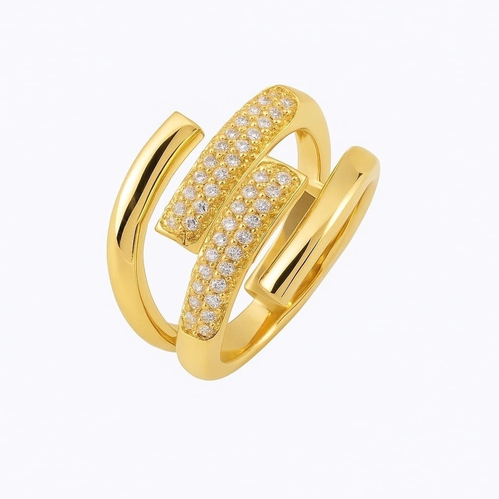 Aurora Twin Pavé Ring-Gold