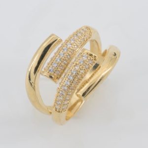 Aurora Twin Pavé Ring-Gold