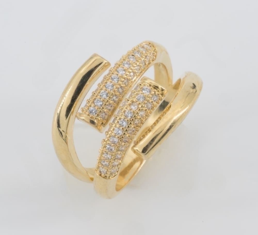 Aurora Twin Pavé Ring-Gold