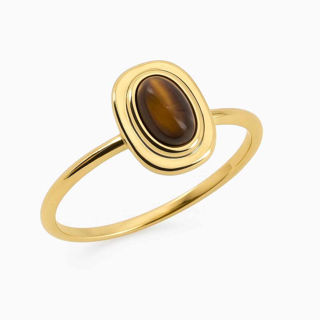 Solea Ring – Oval Tiger’s Eye Ring