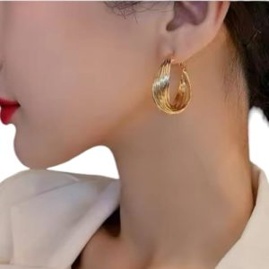 Twisted Metal Round Earrings - Image 2