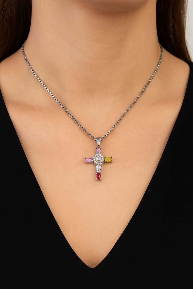 Graceful Gem Cross Necklaces
