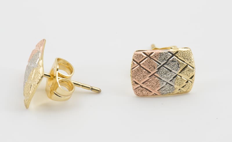 Tri-Tone Stud Earrings