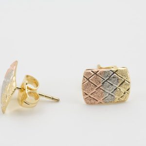 Tri-Tone Stud Earrings - Image 2