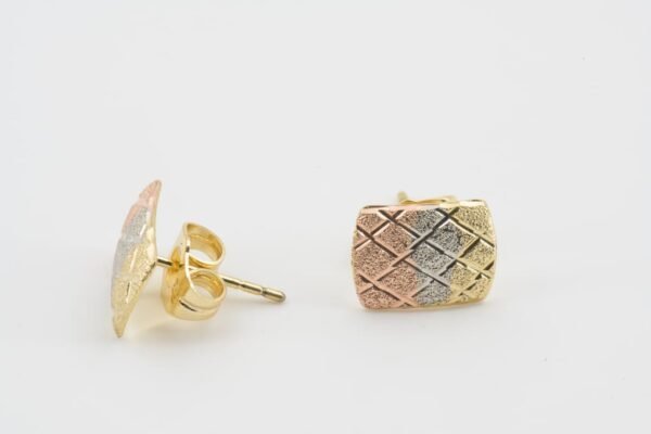 Tri-Tone Stud Earrings - Image 2