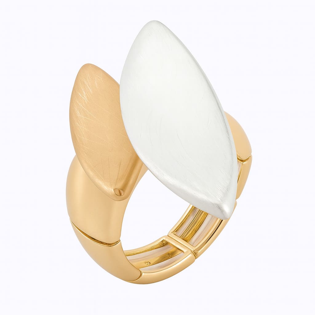 LIVIA Leaf Rings – Dual-Tone with Flexible Fit