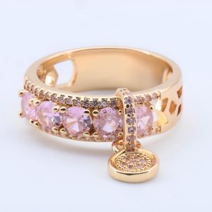 Pink Zircon Halo Engagement Ring
