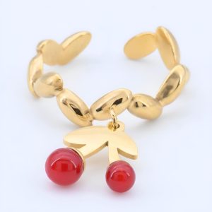 Resin Cherry Drop Open Ring
