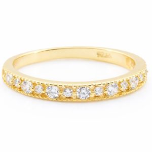 Gold-Plated Sterling Silver CZ Diamond Ring
