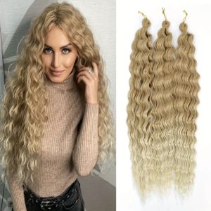 Ombre Blonde Deep Wave Braids – 55.88” Synthetic Hair